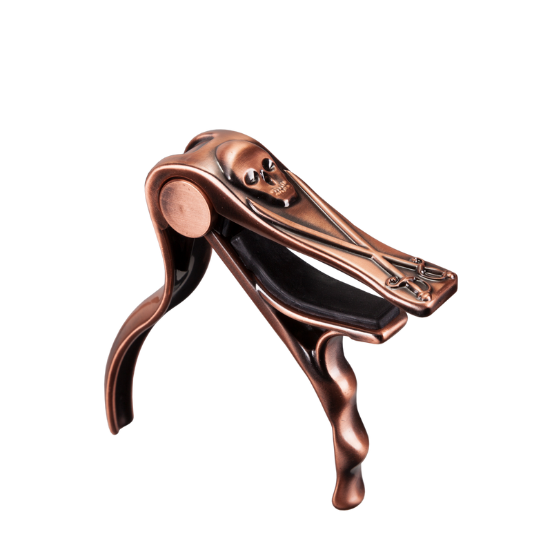 -Crossfire Trigger-Style 'Skull' Acoustic Guitar Capo (Antique Bronze)-Living Music