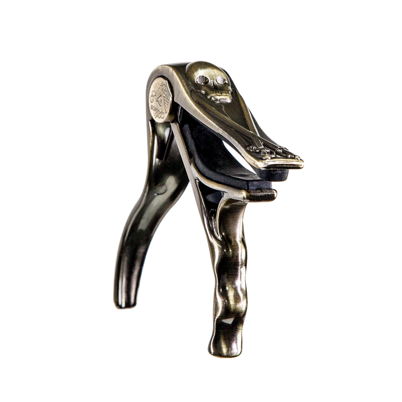 -Crossfire Trigger-Style 'Skull' Acoustic Guitar Capo (Bronze)-Living Music