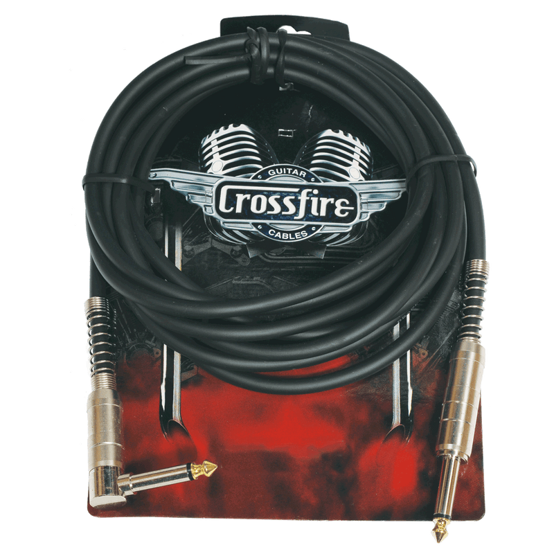 -Crosssfire 10' / 3 Metre Instrument Cable with Straight-Angle Metal Jacks-Living Music