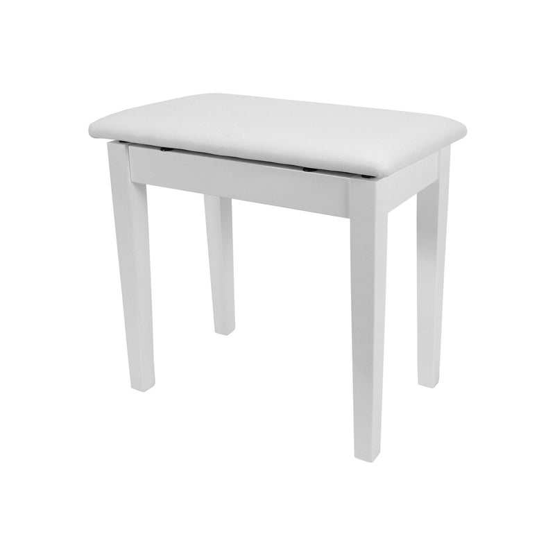 -Crown Compact Piano Stool with Storage Compartment (White)-Living Music
