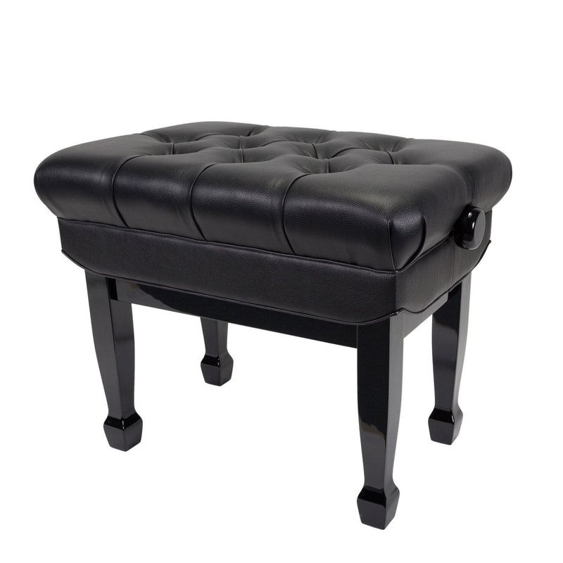-Crown Deluxe Double Padded Height Adjustable Large Piano Stool Height (Black)-Living Music