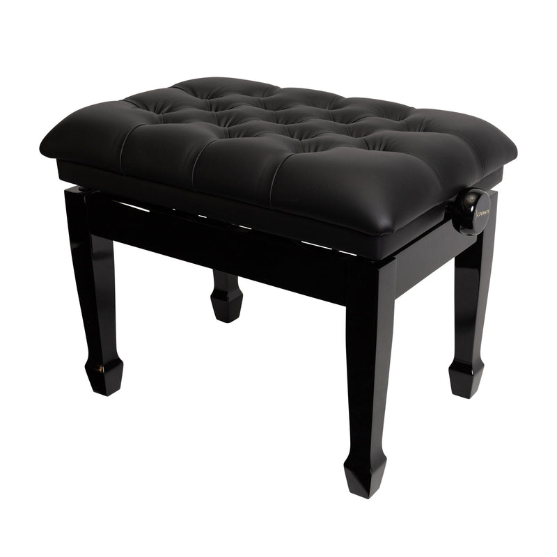 -Crown Deluxe Padded Adjustable Height Piano Stool (Black)-Living Music