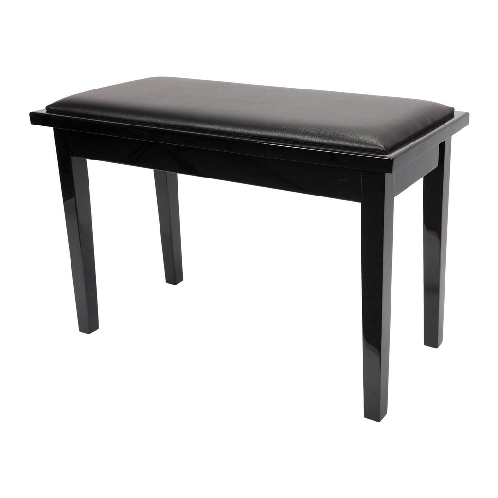 -Crown Deluxe Timber Trim Duet Piano Stool with Storage Compartment (Black)-Living Music