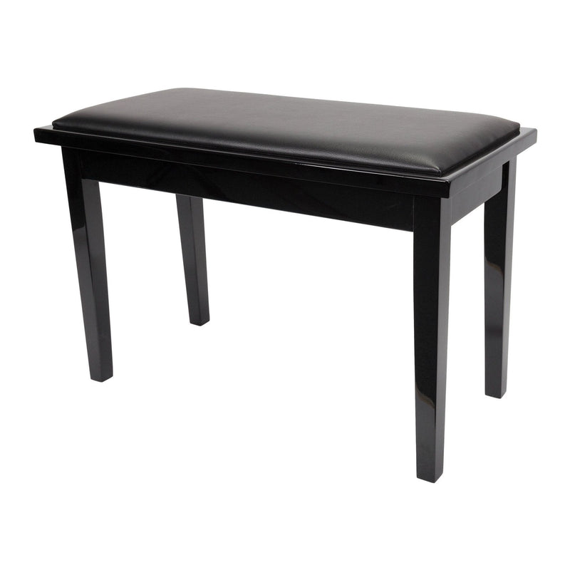 -Crown Deluxe Timber Trim Duet Piano Stool with Storage Compartment (Black)-Living Music