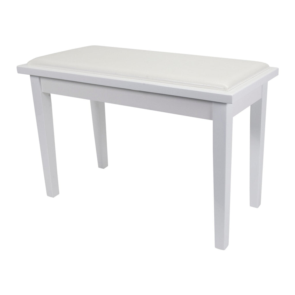-Crown Deluxe Timber Trim Duet Piano Stool with Storage Compartment (White)-Living Music
