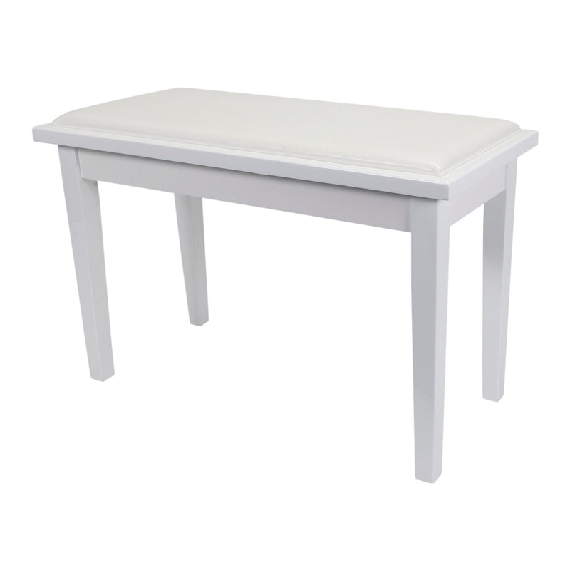 -Crown Deluxe Timber Trim Duet Piano Stool with Storage Compartment (White)-Living Music