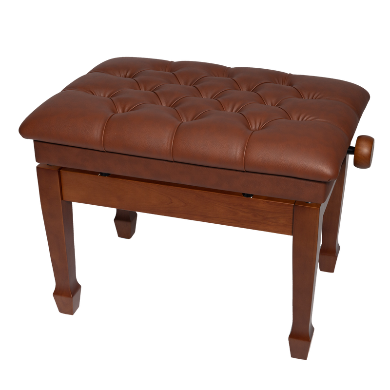 CPB-H301-WAL-Crown Deluxe Tufted Hydraulic Height Adjustable Piano Bench (Walnut)-Living Music