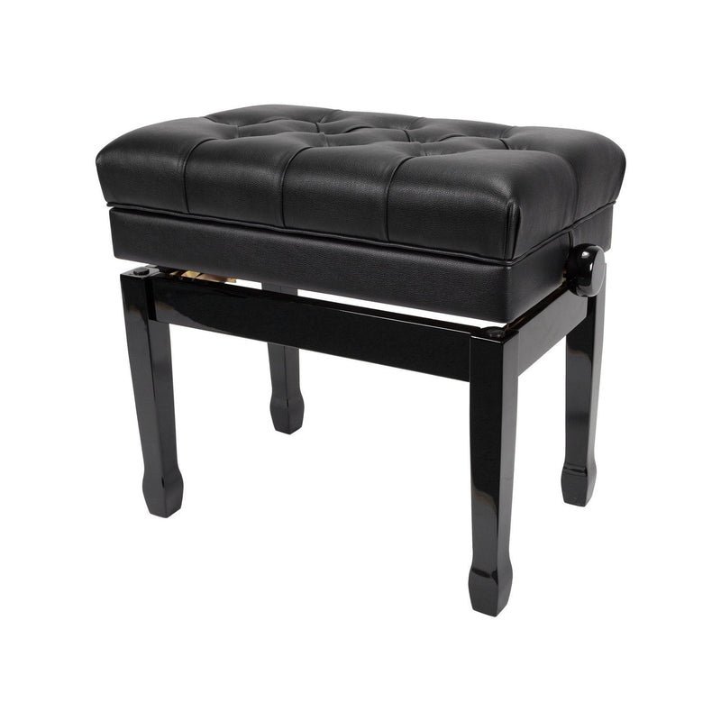 -Crown Premium Tufted Double Padded Height Adjustable Piano Stool with Storage Compartment (Black)-Living Music
