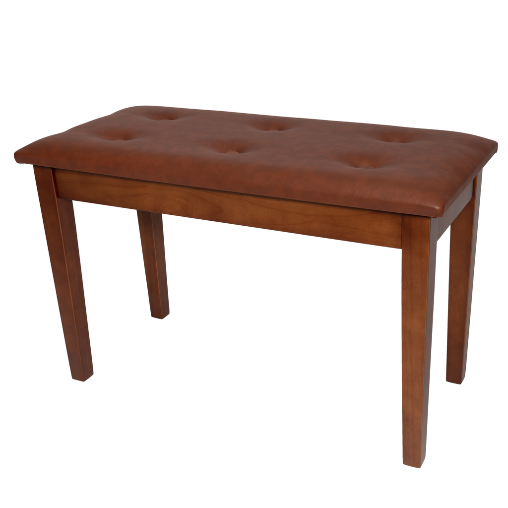 -Crown Standard Tufted Duet Piano Stool with Storage Compartment (Walnut)-Living Music