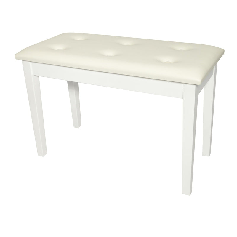 -Crown Standard Tufted Duet Piano Stool with Storage Compartment (White)-Living Music