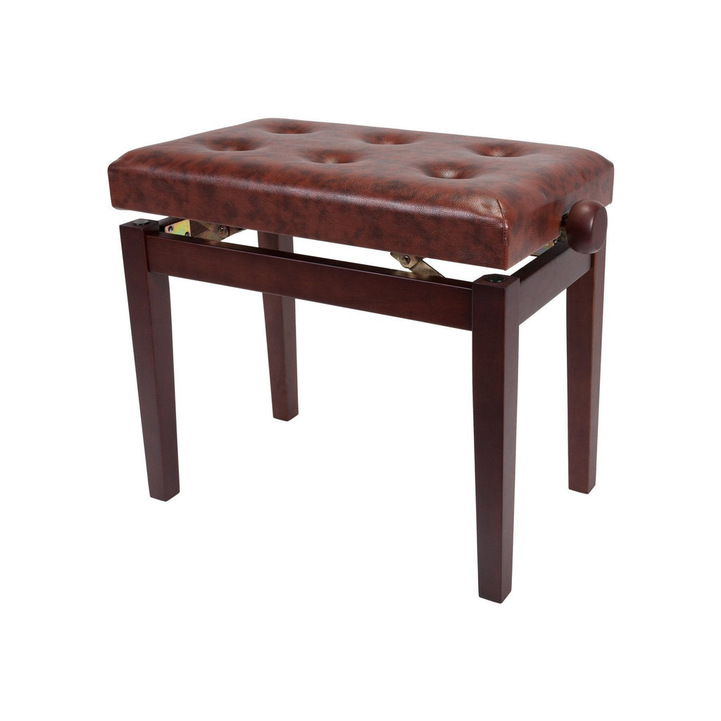 -Crown Standard Tufted Height Adjustable Piano Stool (Walnut)-Living Music