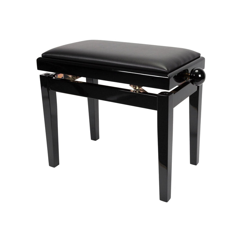 -Crown Timber Trim Height Adjustable Piano Stool (Black)-Living Music