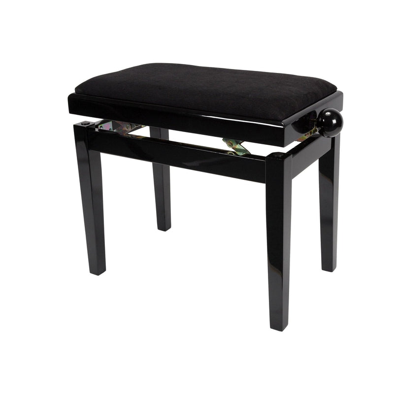 -Crown Timber Trim Height Adjustable Piano Stool (Black Velvet)-Living Music