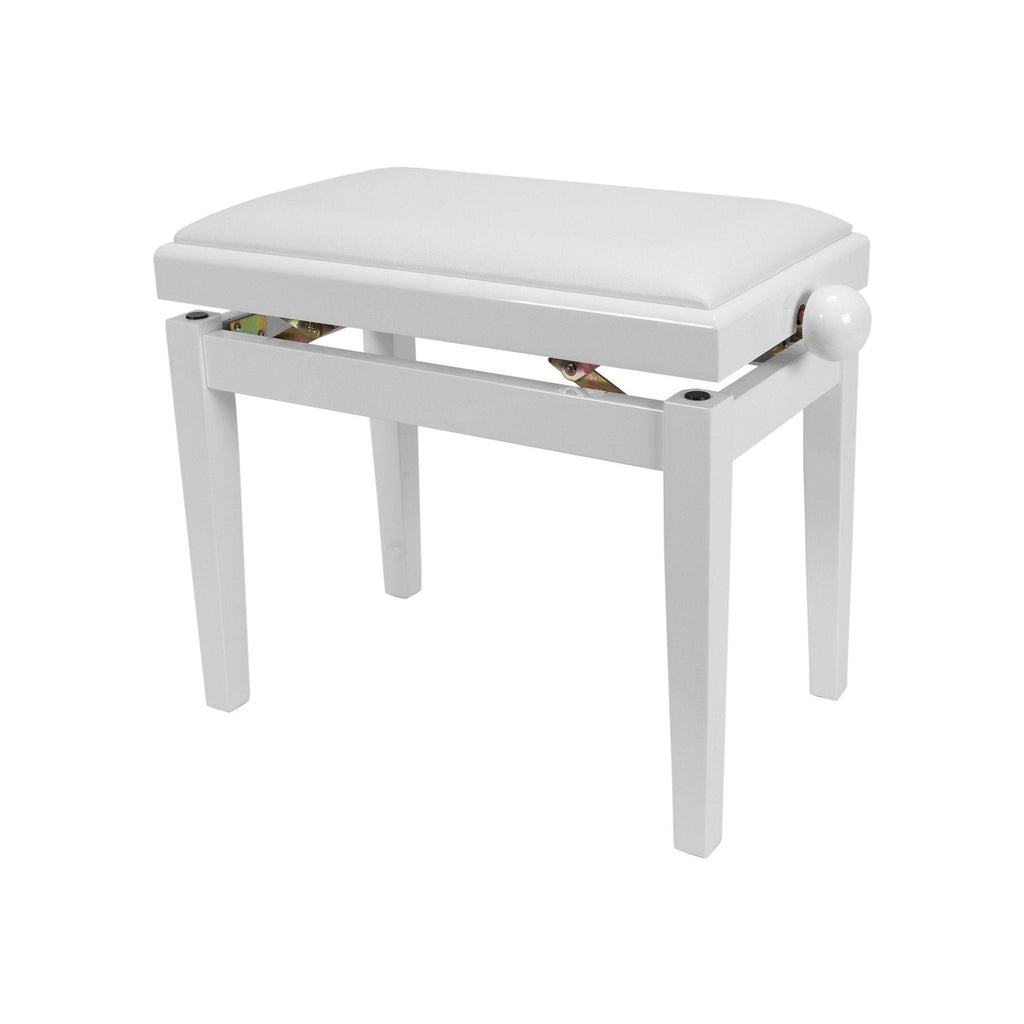 CPS-5A-WHT-Crown Timber Trim Height Adjustable Piano Stool (White)-Living Music