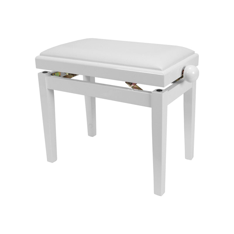 -Crown Timber Trim Height Adjustable Piano Stool (White)-Living Music