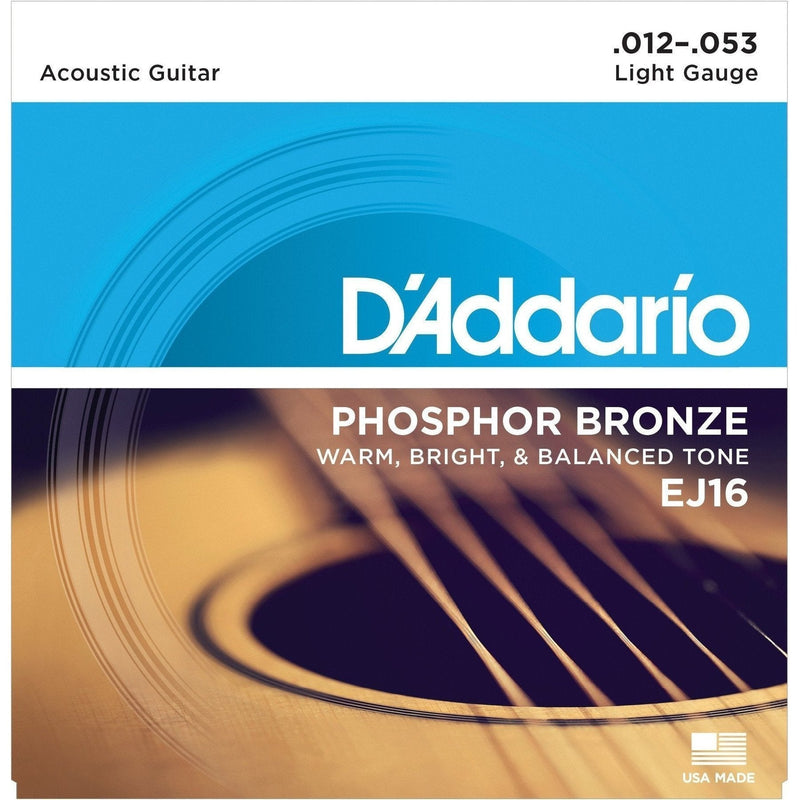-D'Addario EJ16 Light Phosphor Bronze Acoustic Guitar Strings (12-53)-Living Music