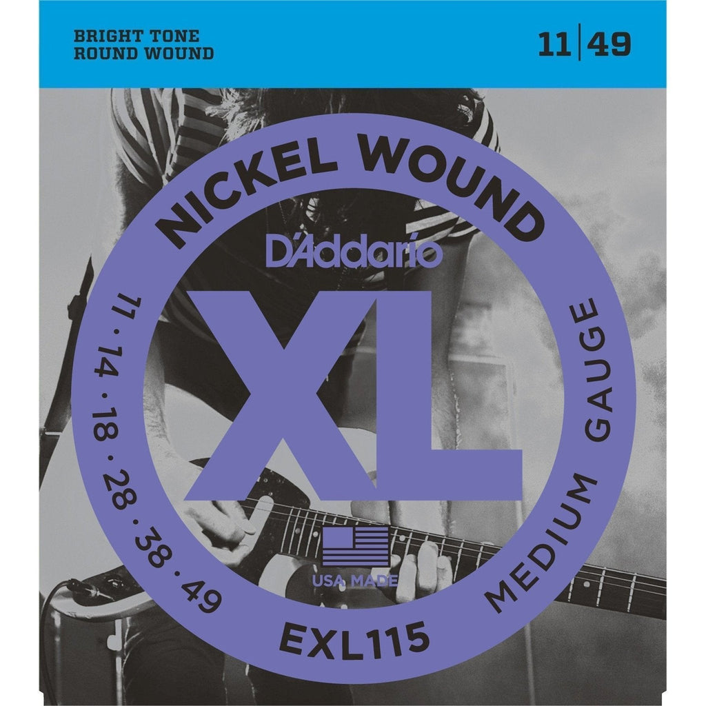 EXL115-D'Addario EXL115 Medium Electric Guitar Strings (11-49)-Living Music