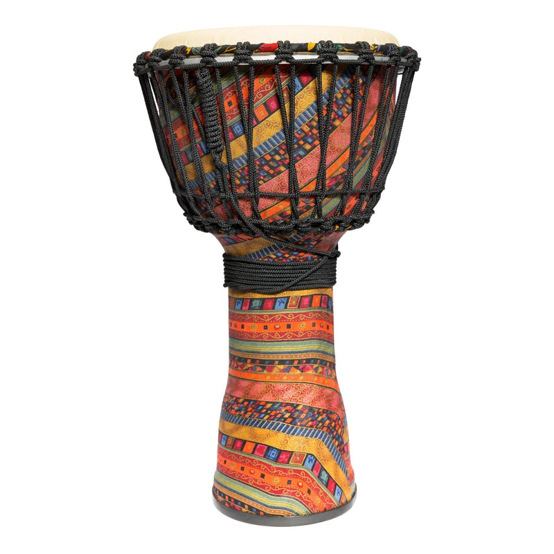 -Drumfire 10" Synthetic Head Rope Djembe (Multicolour)-Living Music