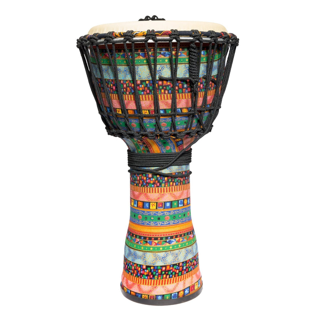 -Drumfire 10" Synthetic Head Rope Djembe (Multicolour)-Living Music
