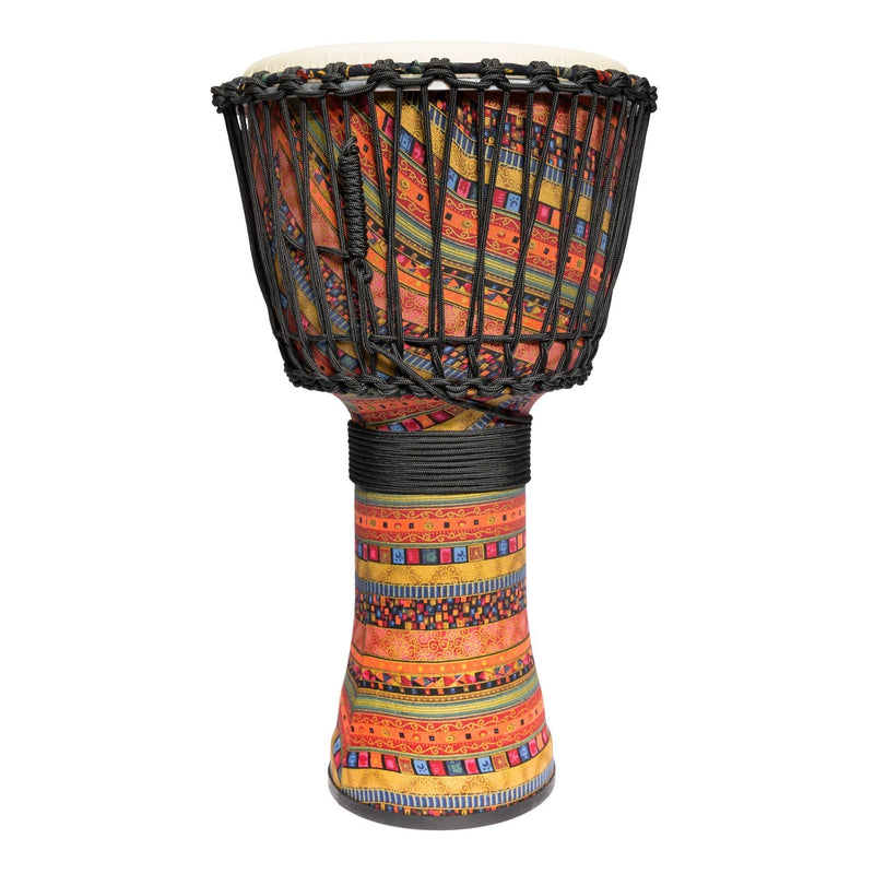 -Drumfire 12" Synthetic Head Rope Djembe (Multicolour)-Living Music