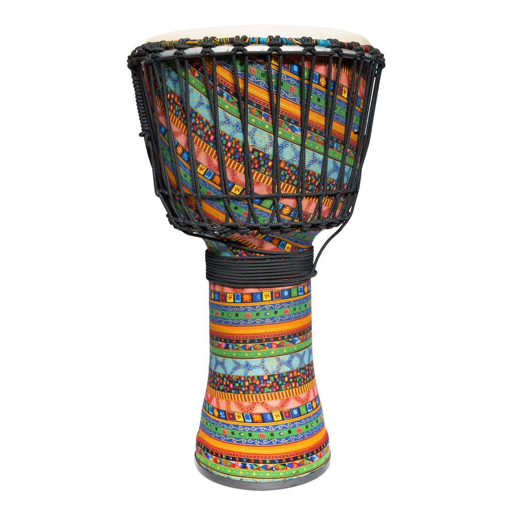 -Drumfire 12" Synthetic Head Rope Djembe (Multicolour)-Living Music