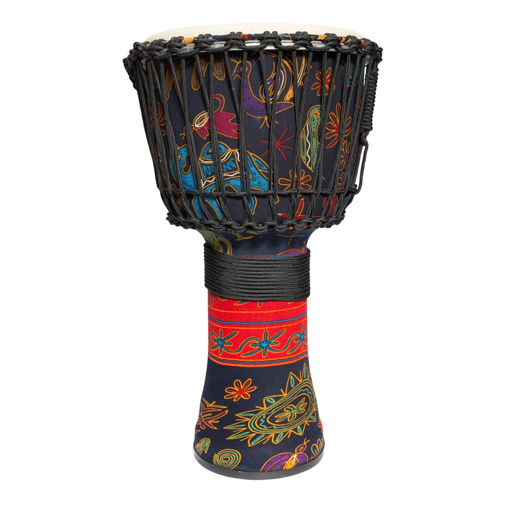 -Drumfire 12" Synthetic Head Rope Djembe (Multicolour)-Living Music