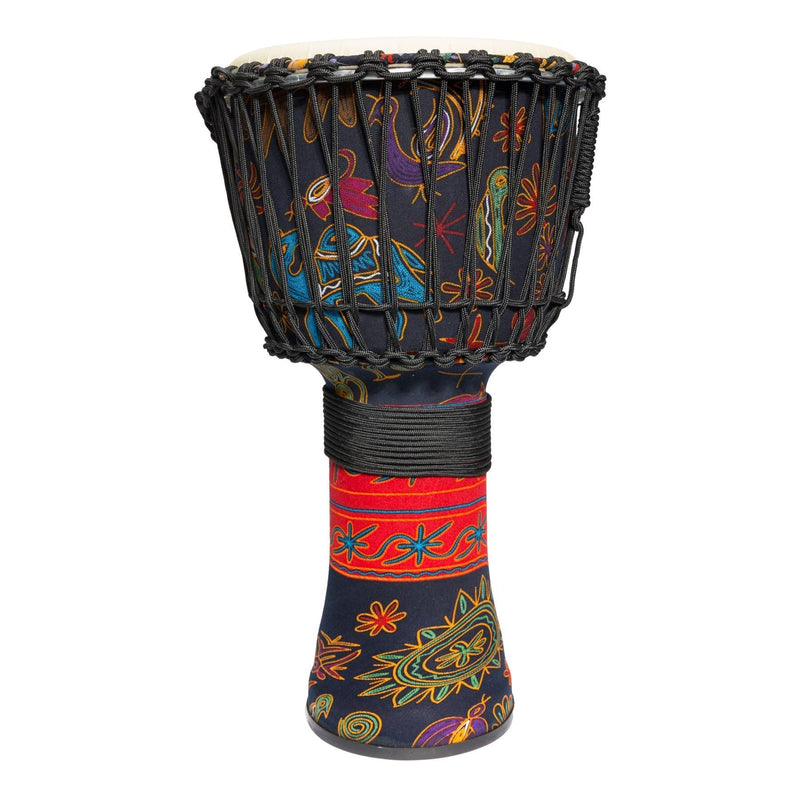 -Drumfire 12" Synthetic Head Rope Djembe (Multicolour)-Living Music