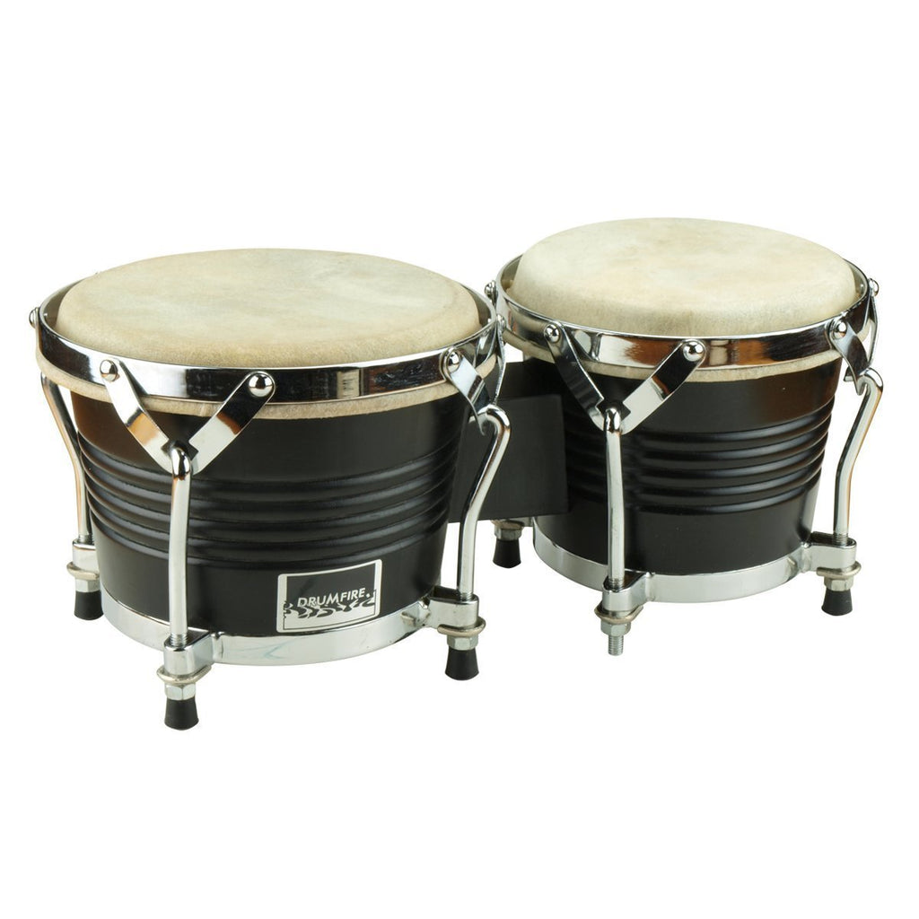 -Drumfire 6.5" and 7.5" Wood Bongos (Black)-Living Music