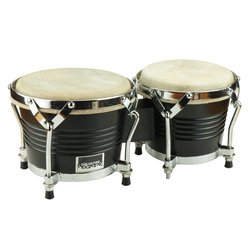 -Drumfire 6.5" and 7.5" Wood Bongos (Black)-Living Music