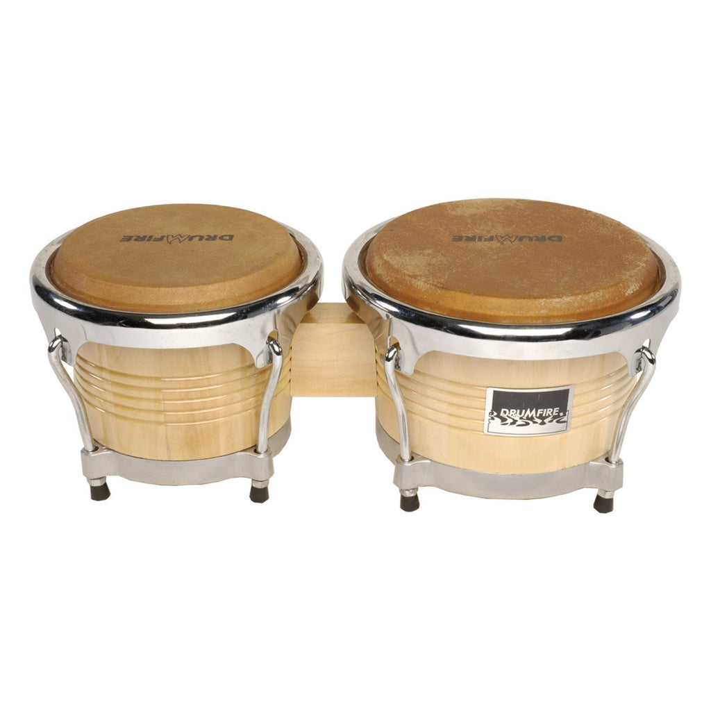 -Drumfire 7.5" and 8.5" Elite Wood Bongos (Natural Gloss)-Living Music