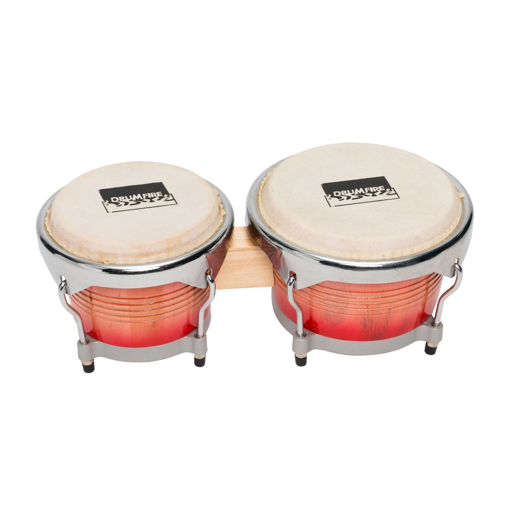 -Drumfire 7.5" and 8.5" Elite Wood Bongos (Redburst)-Living Music