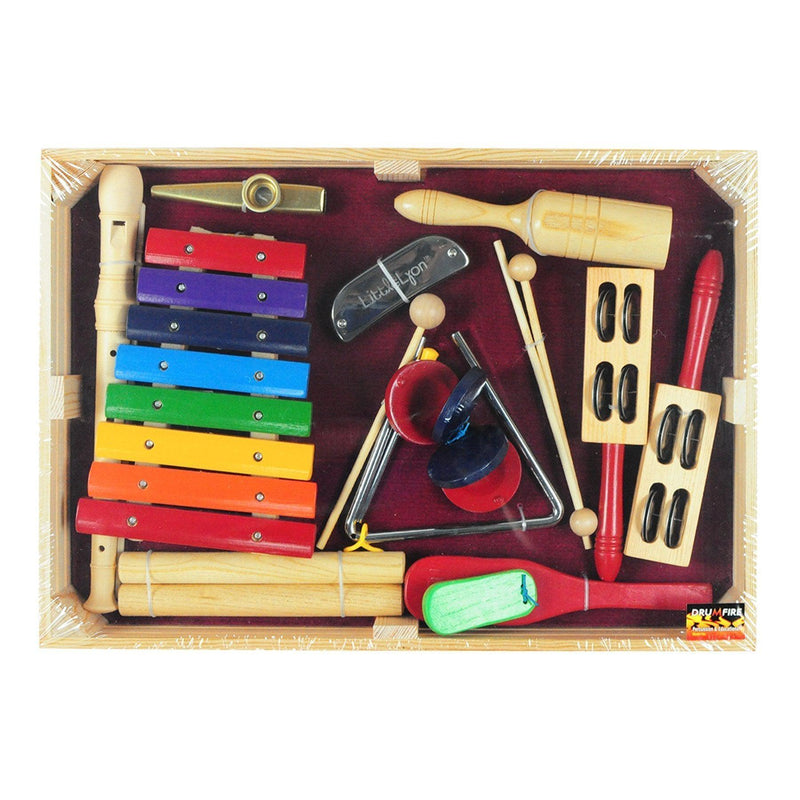 -Drumfire Hand Percussion Pack with Wooden Crate (10-Piece)-Living Music