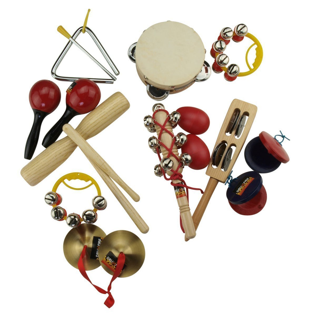 -Drumfire Hand Percussion Set with Plastic Carry Tub (10-Piece)-Living Music