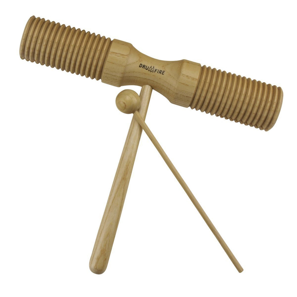 -Drumfire Handheld Extra-Long Guiro Tone Block (Double-Ended)-Living Music