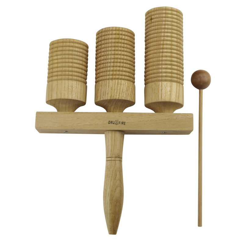 -Drumfire Handheld Guiro Tone Block (Triple)-Living Music