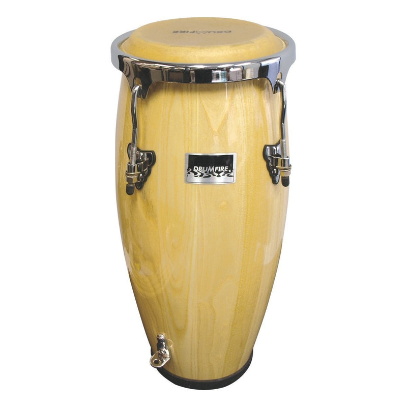 -Drumfire Junior Conga Drum with Carry Strap (Natural Gloss)-Living Music