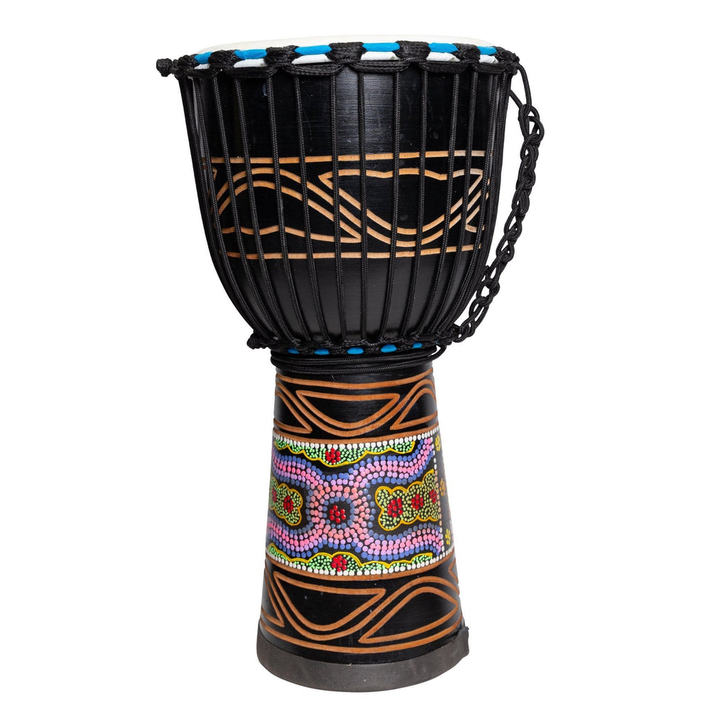 DFP-TRB10-BLK-Drumfire 'Tribal Series' 10" Natural Hide Traditional Rope Djembe (Black)-Living Music