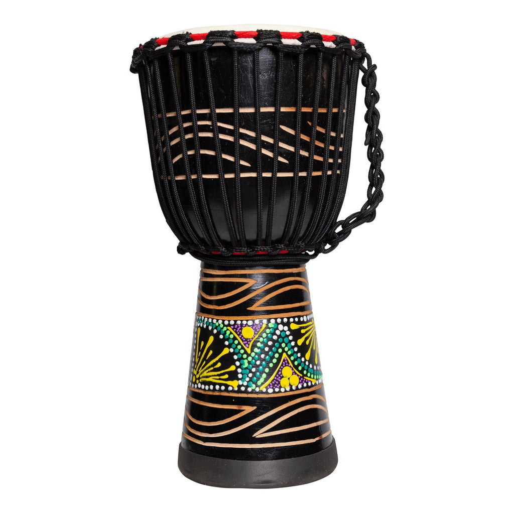 -Drumfire 'Tribal Series' 8" Natural Hide Traditional Rope Djembe (Black)-Living Music