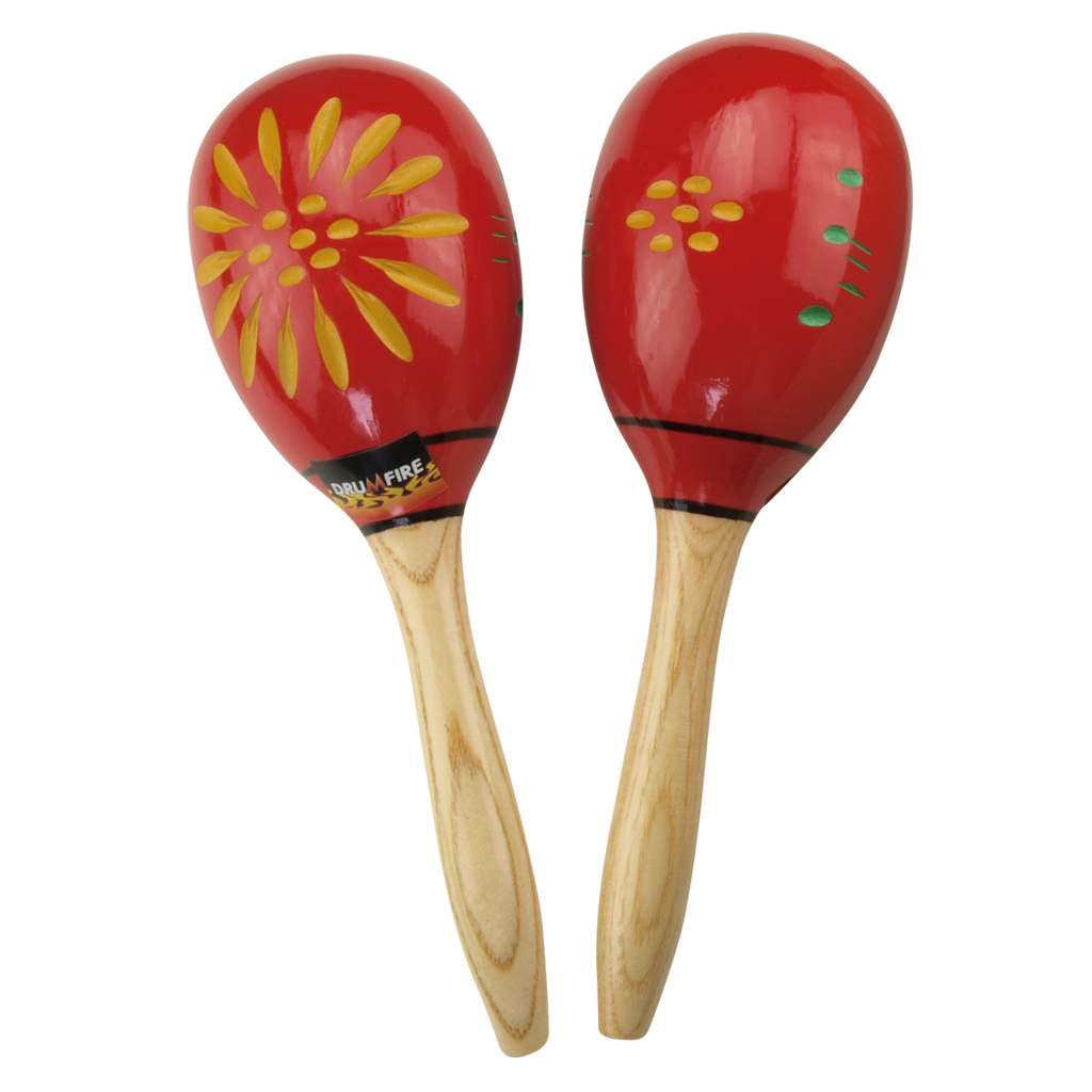 -Drumfire Wooden Maracas (Flower Pattern)-Living Music