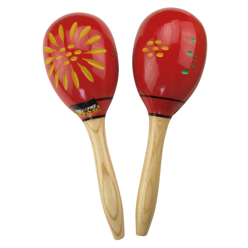 -Drumfire Wooden Maracas (Flower Pattern)-Living Music