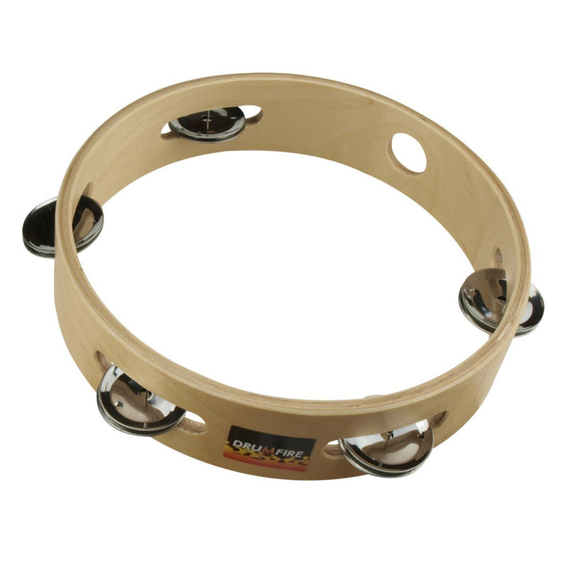 -Drumfire Wooden Tambourine (8")-Living Music