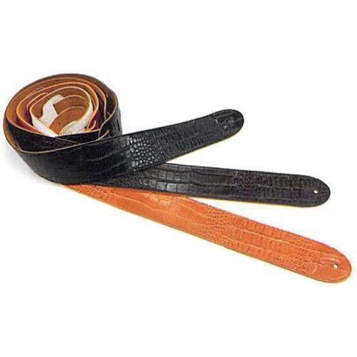 -Fretz 'Crocodile' PU Leather Embossed Guitar Strap (Black)-Living Music