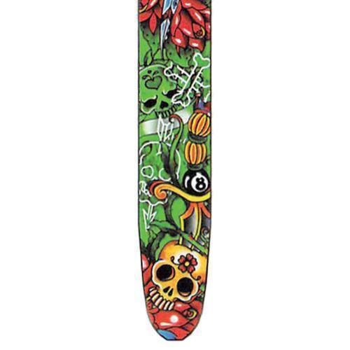 -Fretz 'Goth' High Resolution Printed Leather Guitar Strap (8 Ball Skulls)-Living Music
