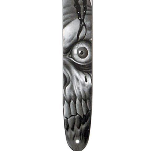 -Fretz 'Goth' High Resolution Printed Leather Guitar Strap (Angry Skull)-Living Music