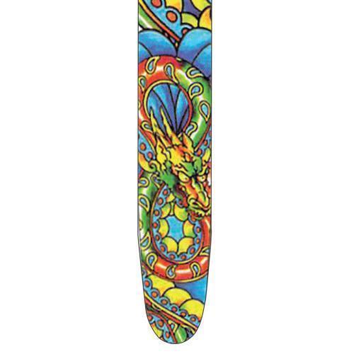 -Fretz 'Goth' High Resolution Printed Leather Guitar Strap (Dragon & Snake)-Living Music