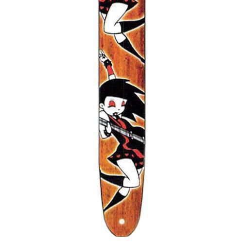 -Fretz 'Goth' High Resolution Printed Leather Guitar Strap (Goth Girl)-Living Music