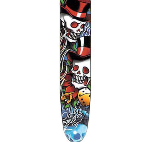 -Fretz 'Goth' High Resolution Printed Leather Guitar Strap (Top Hat Skull)-Living Music