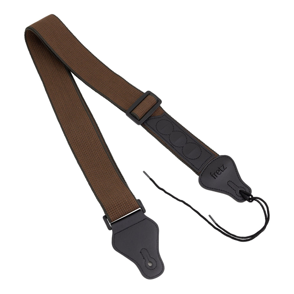 -Fretz Polyweb Cotton Guitar Strap with Pick Holder (Brown)-Living Music