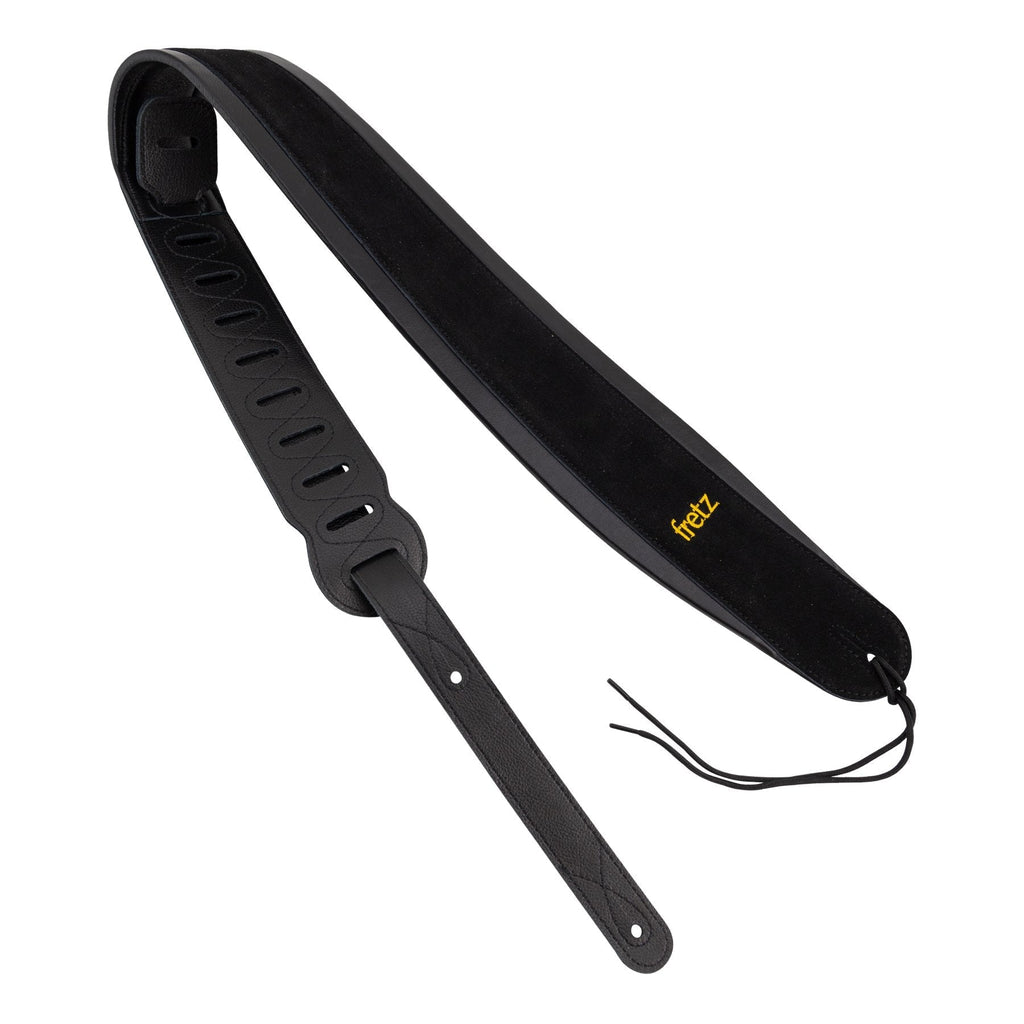 -Fretz Premium Padded Leather Adjustable Guitar Strap (Black)-Living Music