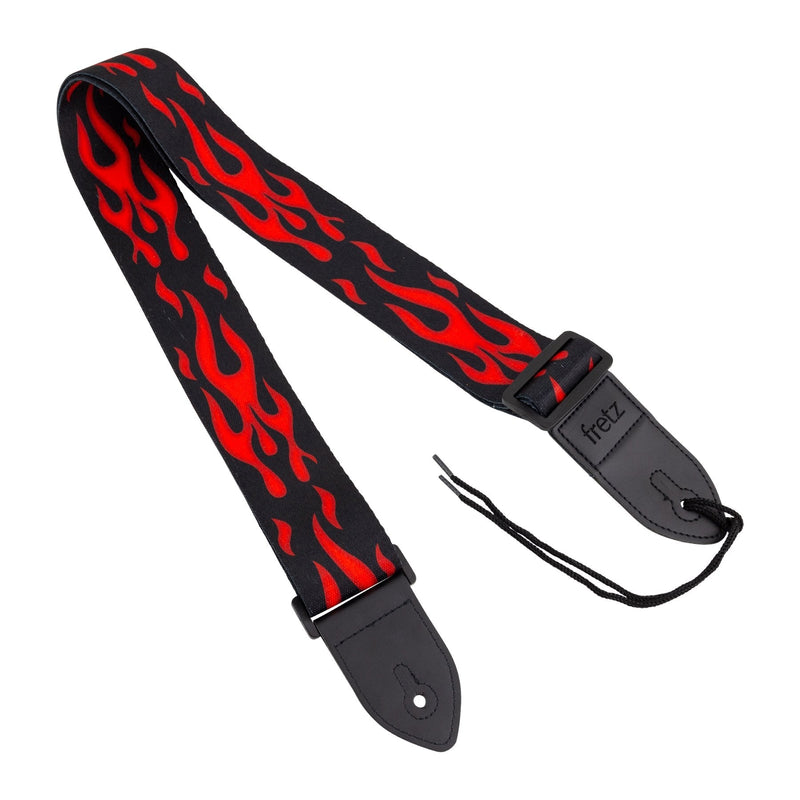 -Fretz Printed Polyweb Guitar Strap (Red Flame)-Living Music